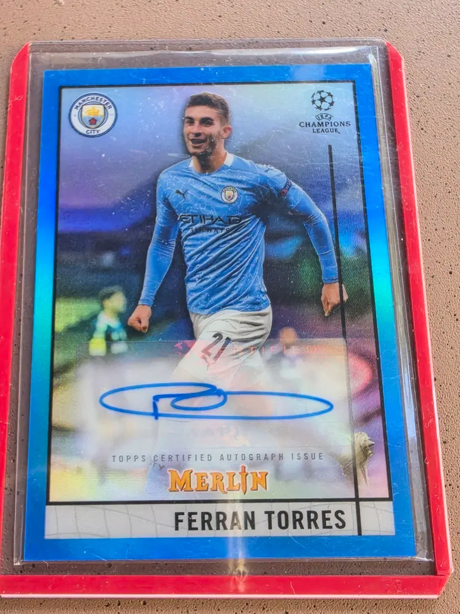 맨체스터 시티 페란 토레스 Topps Merlin 사인 카드 75한정