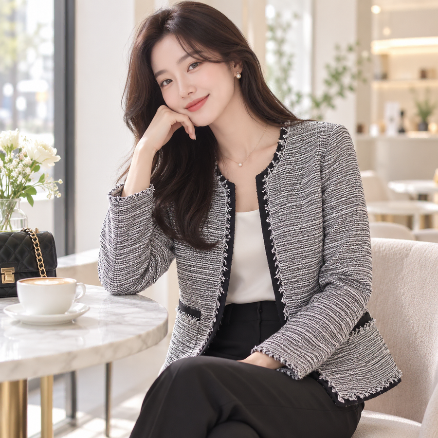 여성66/ 케네스레이디 수술 원버튼 노카라자켓NV 10-5