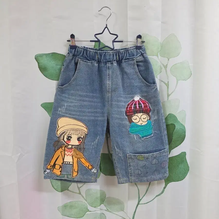 밴딩 5부 청반바지