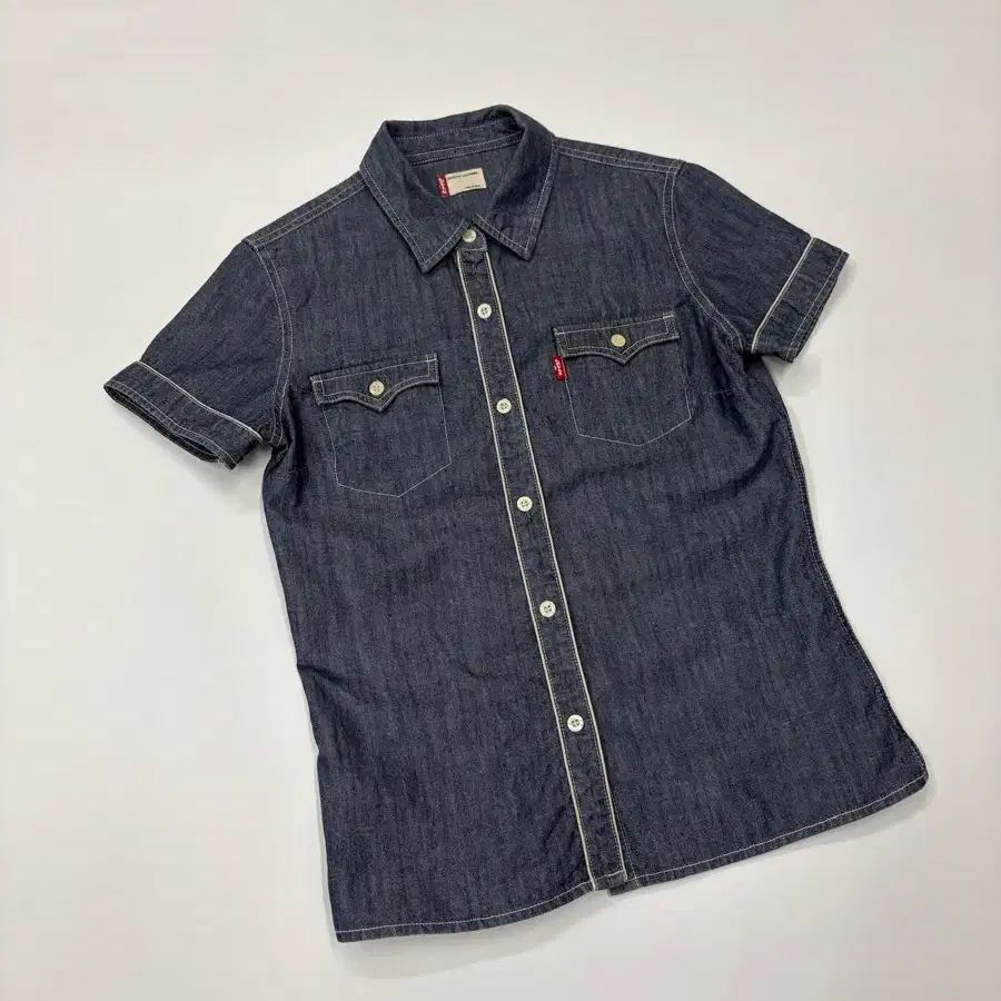 Levis 빈티지 리바이스 인디고 워싱 웨스턴 데님 반팔 셔츠
