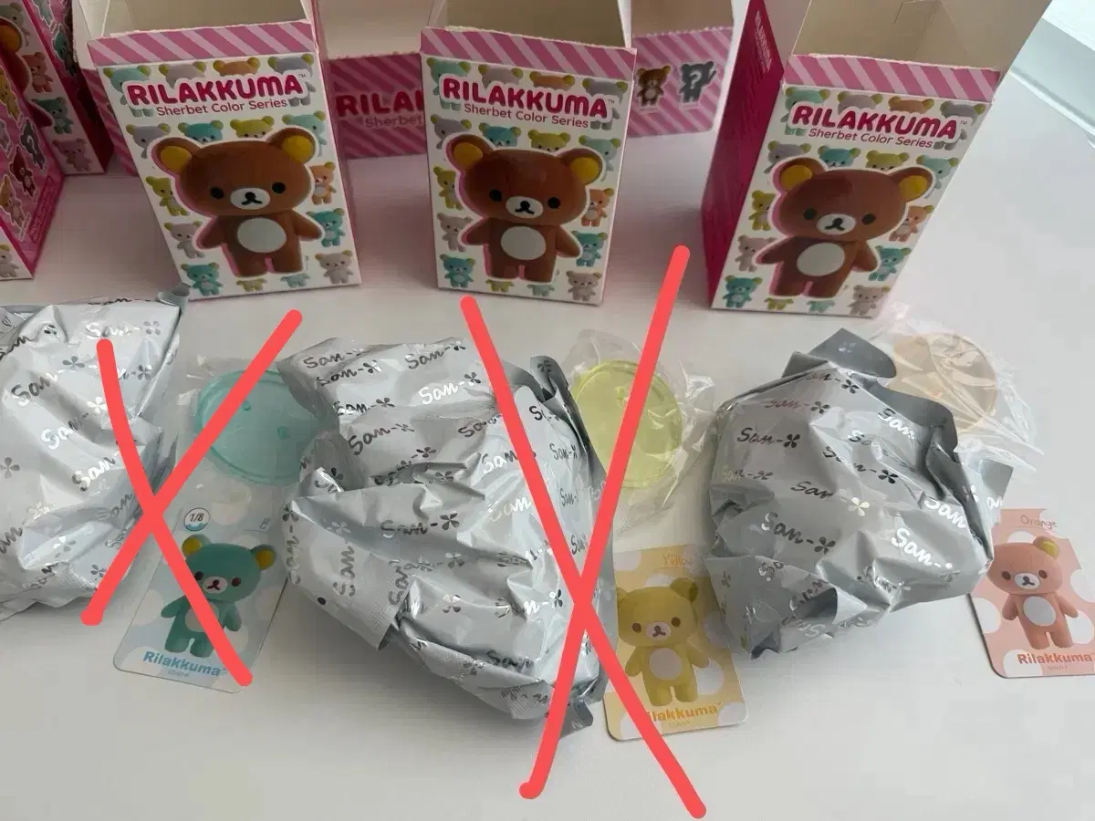 리락쿠마 샤베트 피규어 셔벗 컬러 시리즈 블루 옐로우 오렌지