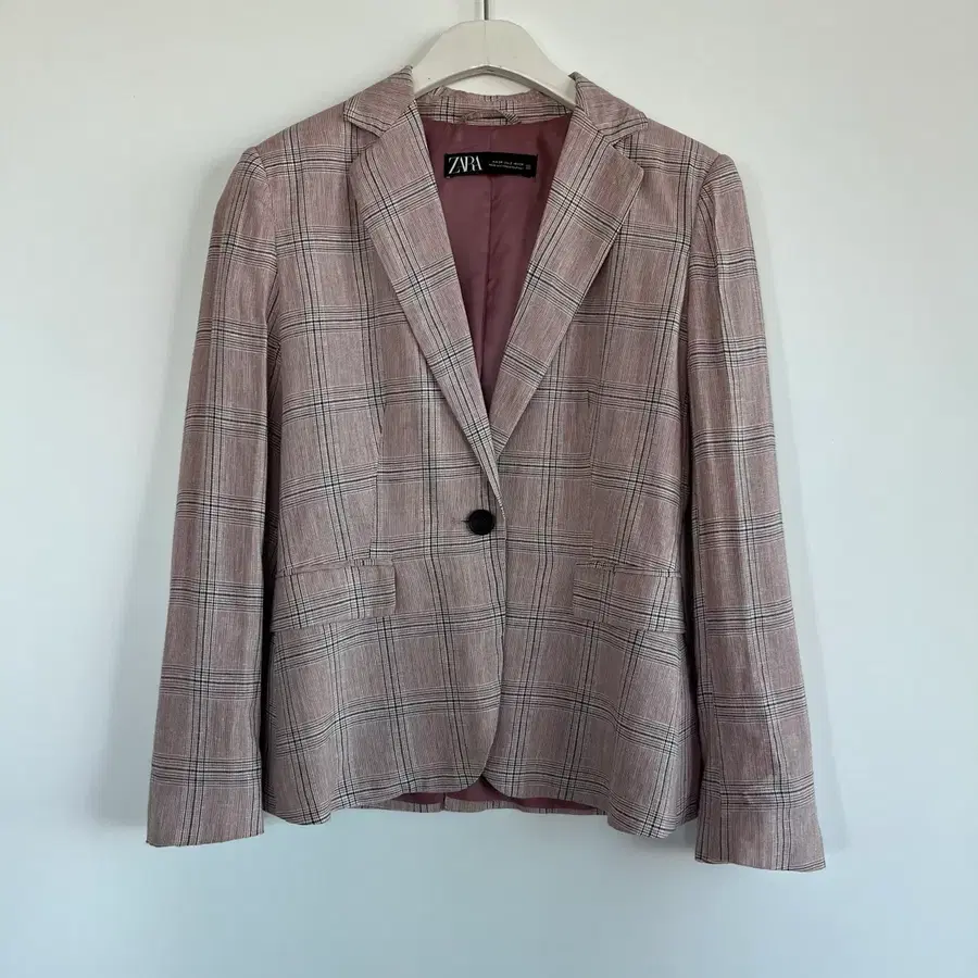 자라 체크 블레이저 자켓 핑크 EUR34 -0921