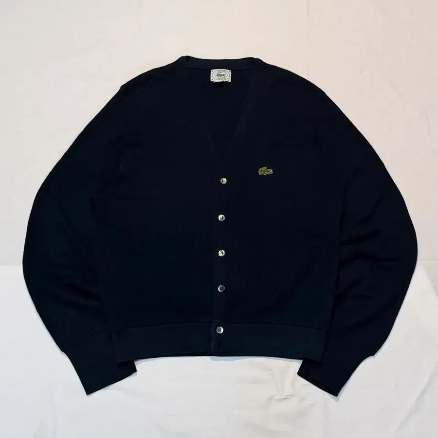 70s IZOD 라코스테 아크릴 니트 가디건 네이비