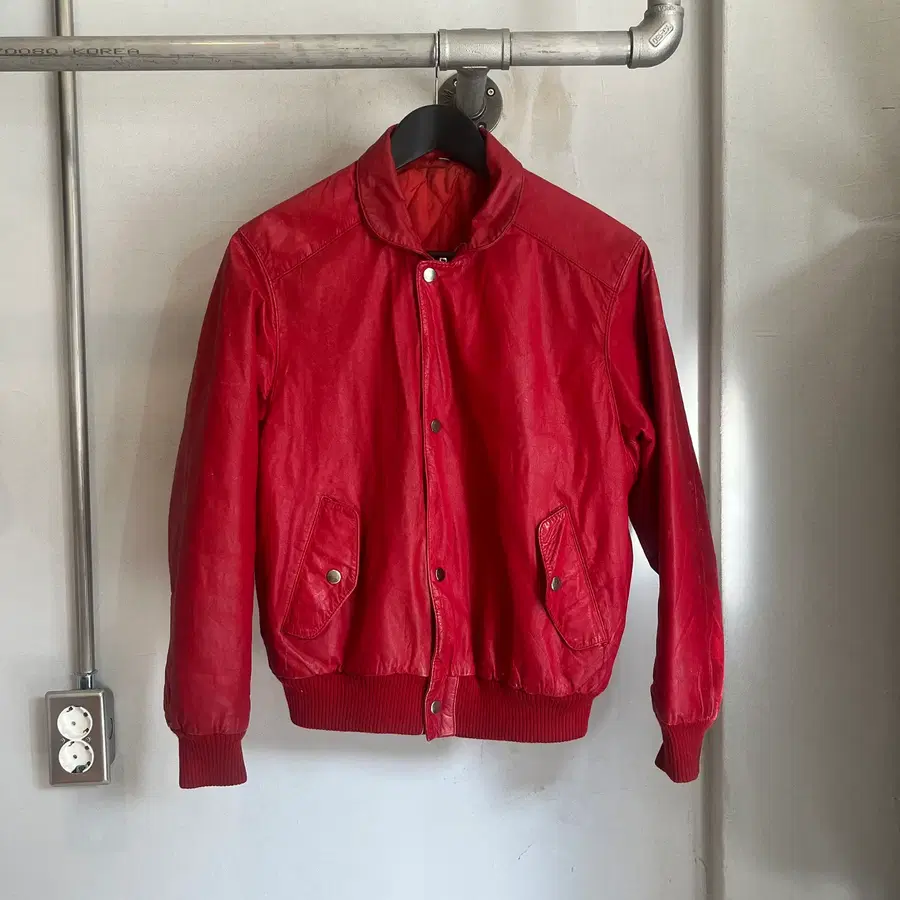 Red Lambskin Bomber Jacket 양가죽 봄버 자켓 (S)