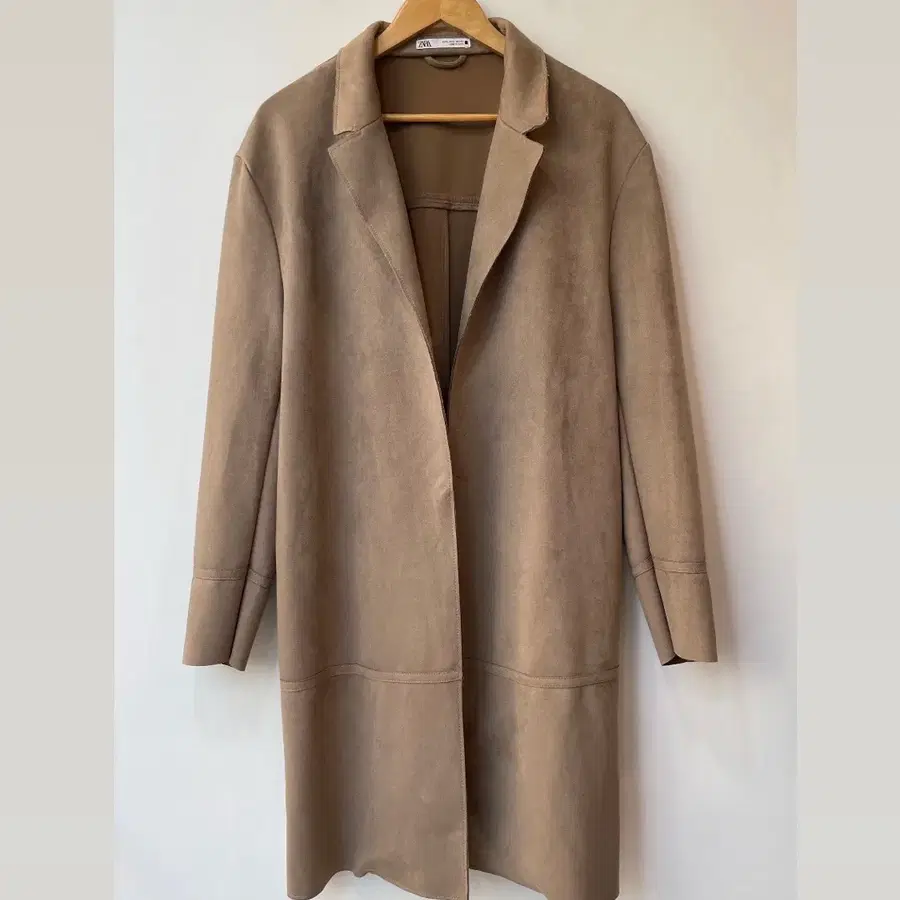 자라 ZARA 스웨이드 오픈 프론트 롱 코트 L