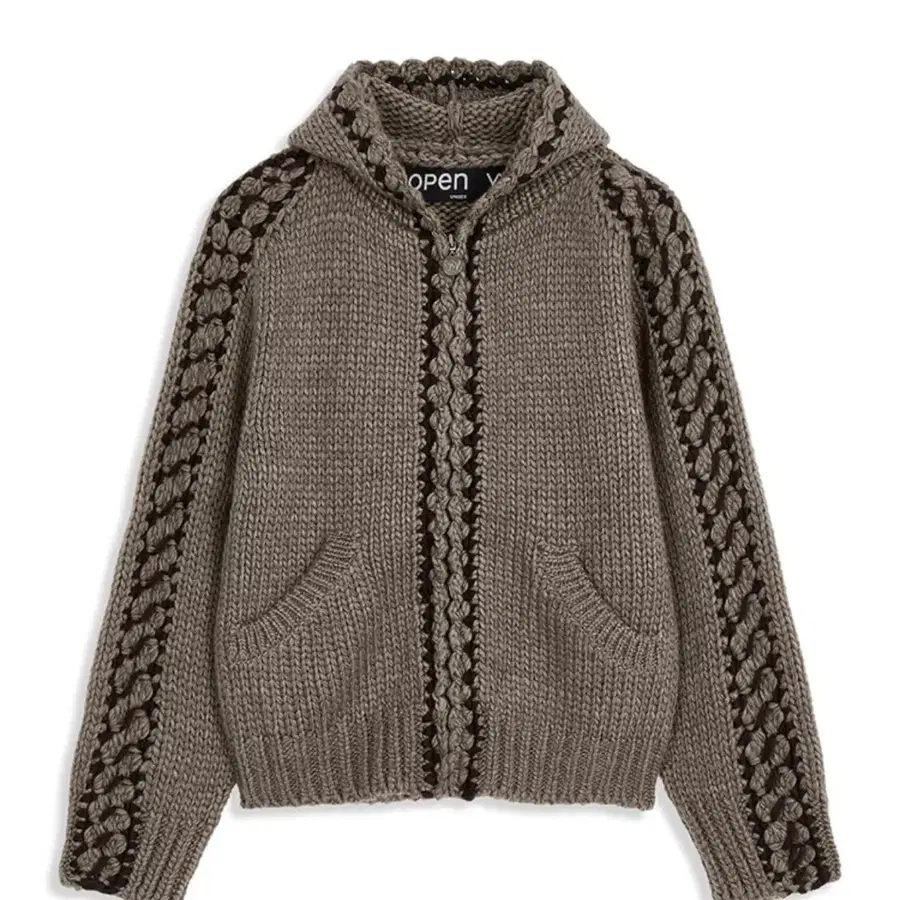 OPEN YY STITCH ZIP UP KNIT HOODIE