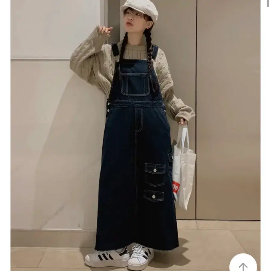 에이블리 토도로 데님 멜빵 원피스