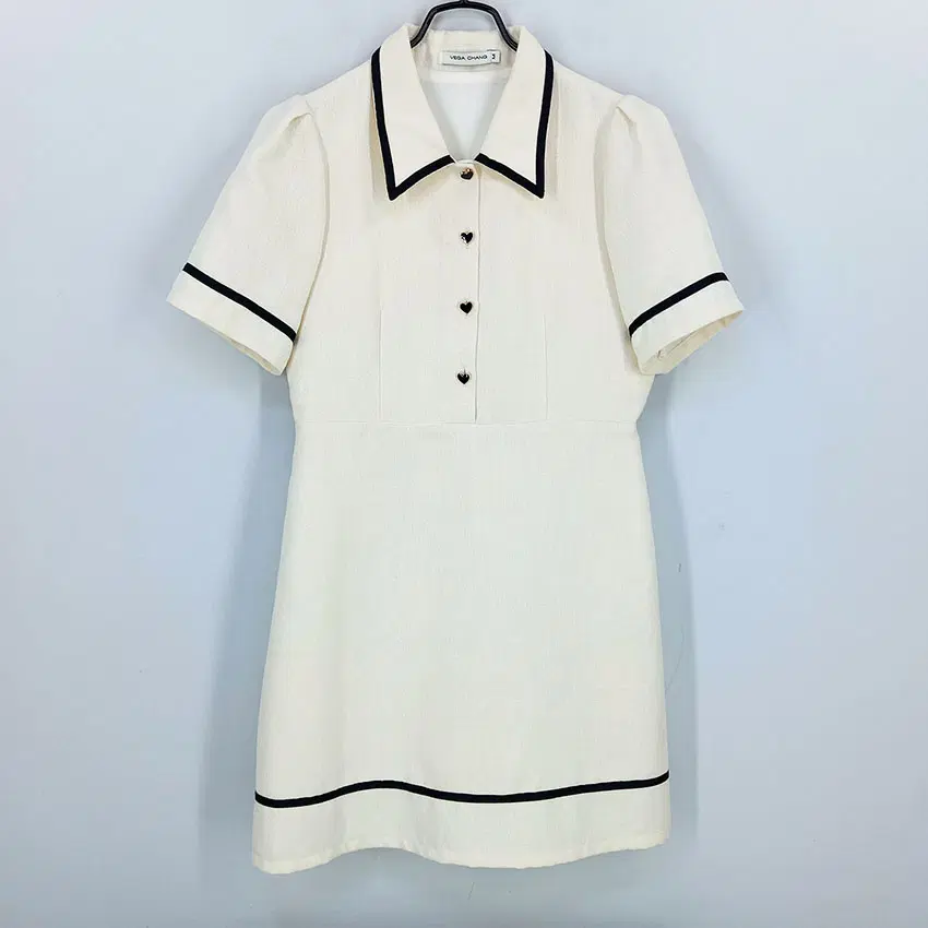 VEGA CHANG 여성 춘하 반팔미니원피스 아이보리 (HU47186)