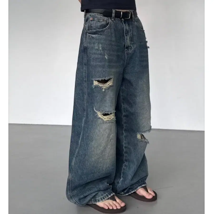 딥마인 데미지 찢청 데님 청바지 / 블랙업 아케 릿킴
