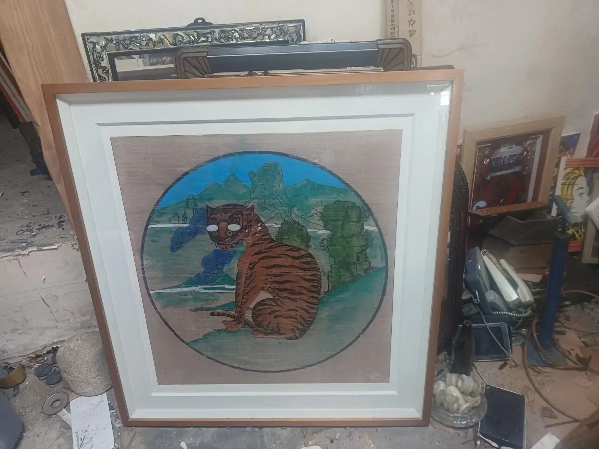 88.  84 센치 최고급호랑이 민화그림  액자특재품