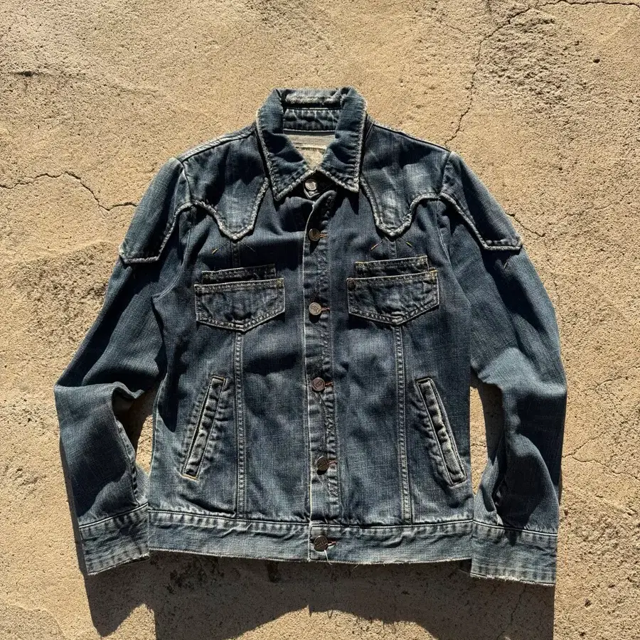 Pearl Jeans 빈티지 워싱 데님 웨스턴 자켓
