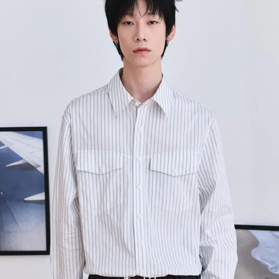 웨이비니스 호리즌 스트라이프 블랙 셔츠 1 새상품