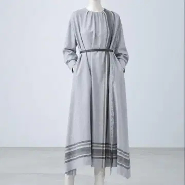 최근 모델 ebure 프린지 울 롱 원피스 그레이 38