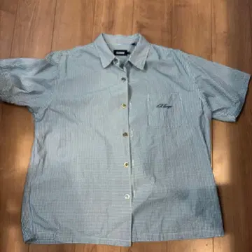 XLARGE 반팔 셔츠 체크 무늬 자수 로고 L