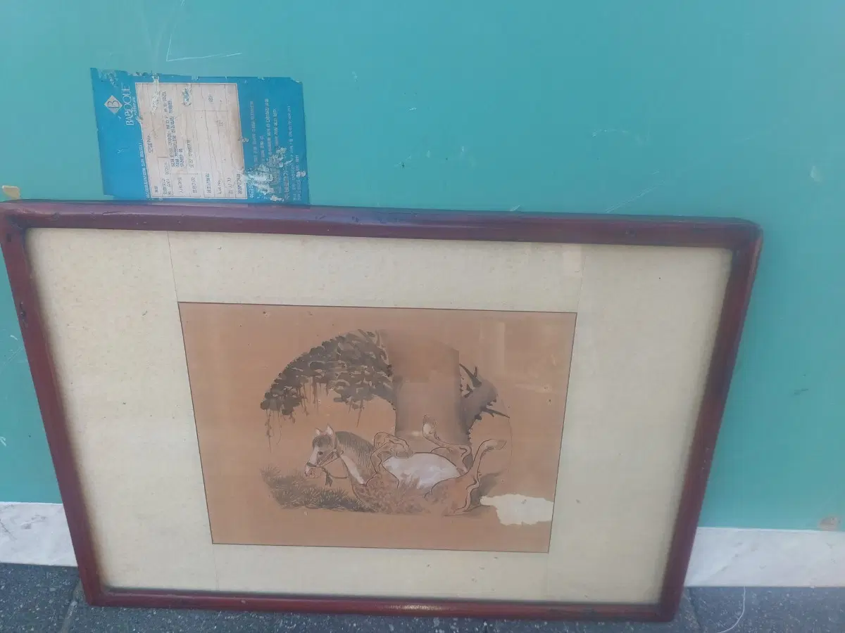 55. 38 센치 오래된 민화그림 골동품