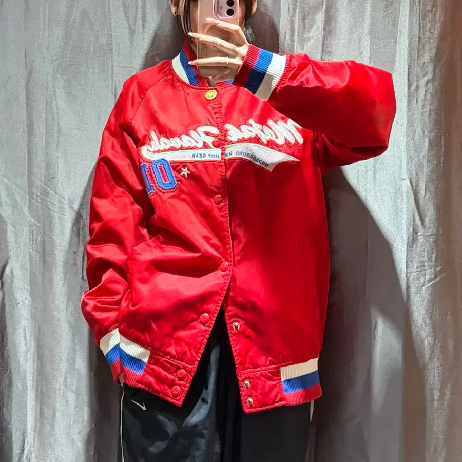 L MAJAH FLAVAH 마자플라바 빅로고 레드 바시티