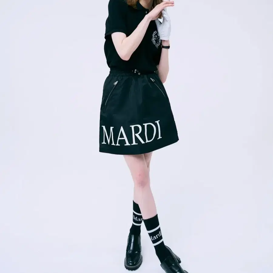 마르디 개버딘 미니 스커트 블랙