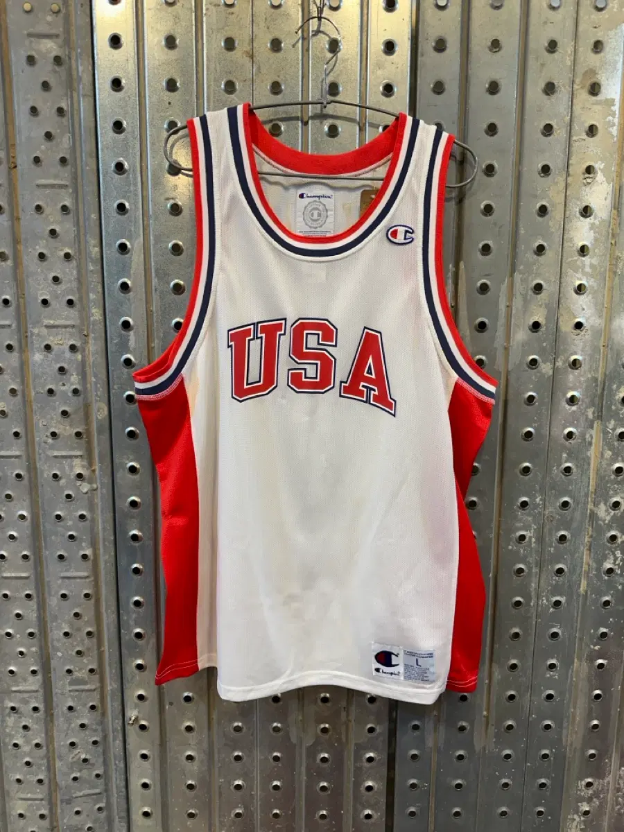 챔피온 USA 프린팅 바스켓볼 져지 L