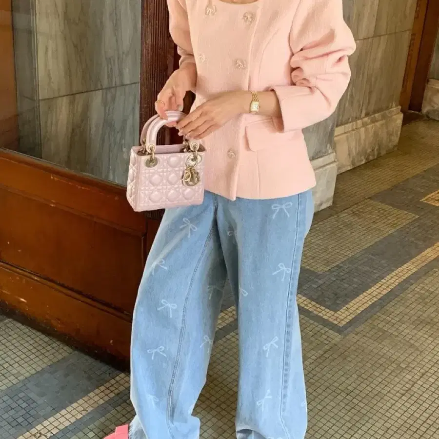 바이씨니 리본더블트위드 새상품