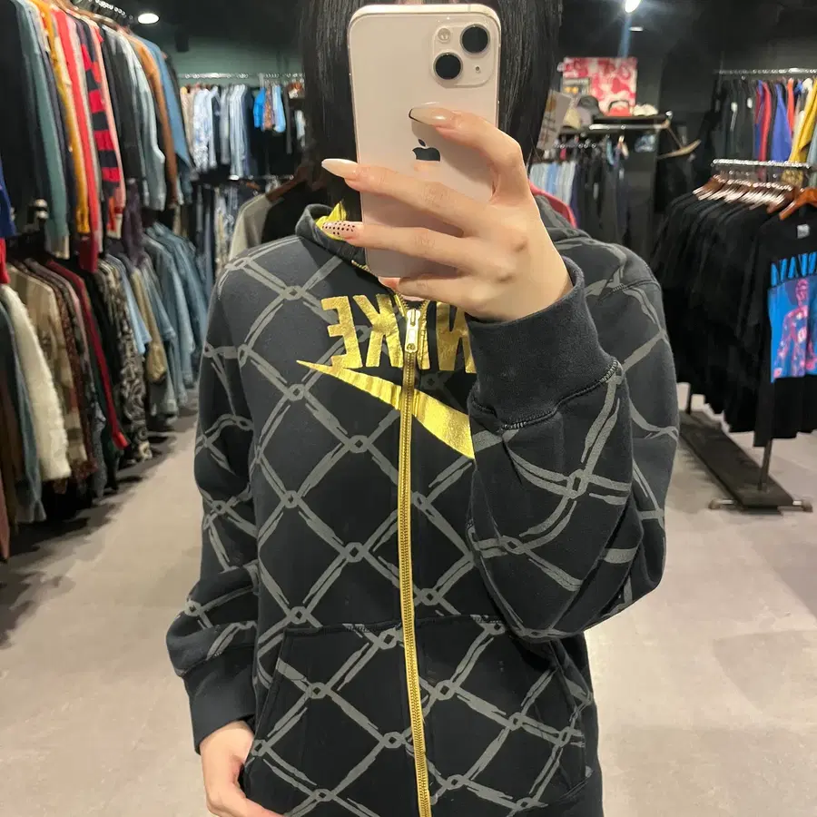 (017)Nike 나이키 패턴 풀집업 크롭 후드