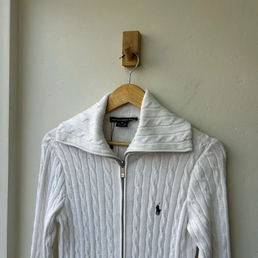 18113 - 폴로 랄프로렌 화이트 케이블 니트 집업