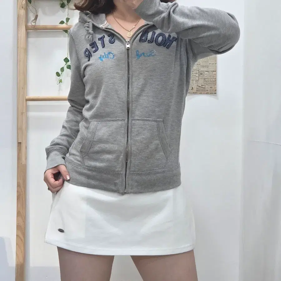 [M]딱붙핏 y2k 홀리스터 그레이 후드 집업
