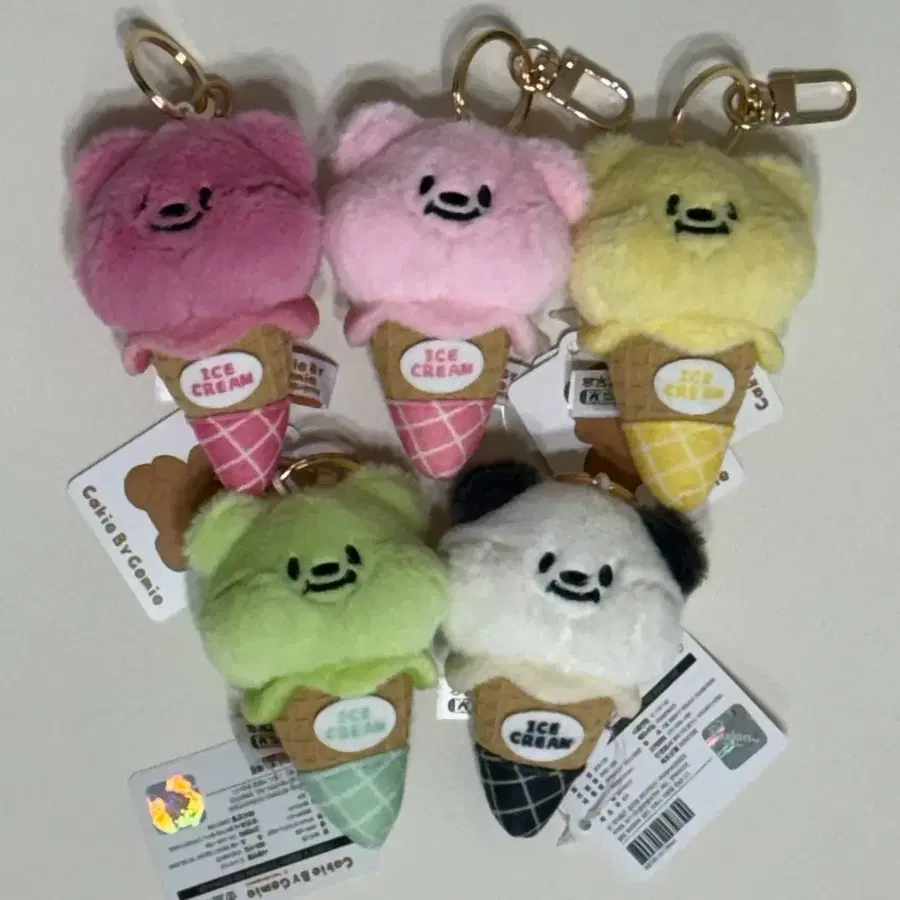 (5개 일괄)케키바이고미 아이스크림콘 8cm 인형키링 체리 크림베리 바나나 멜론 쿠앤크베어