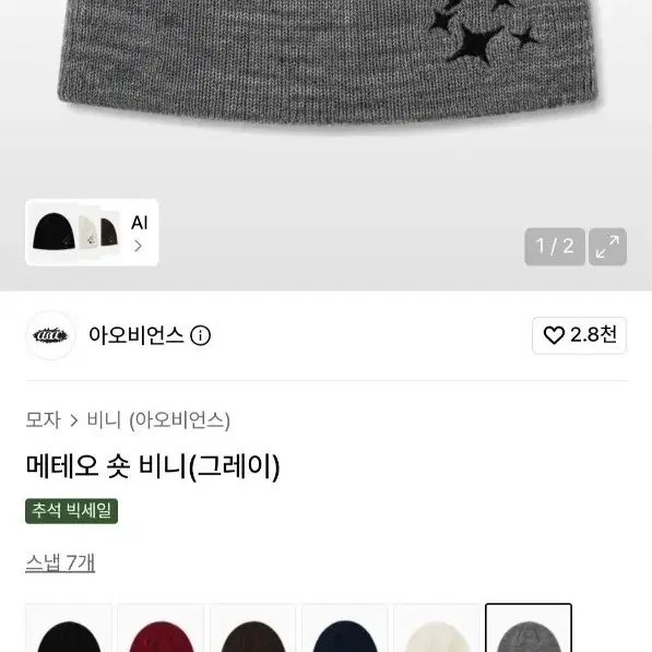 아오비언스 메테오 숏 비니 (그레이)