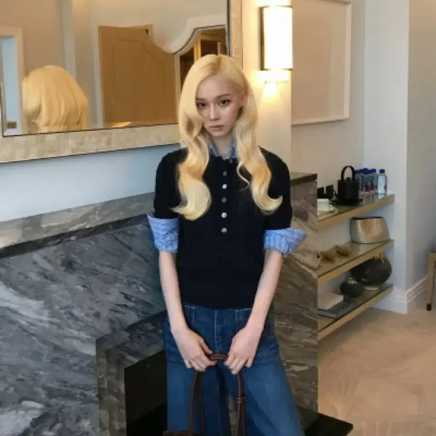 폴로 랄프로렌 미니 케이블 숏 슬리브 헨리 스웨터 에스파 윈터
