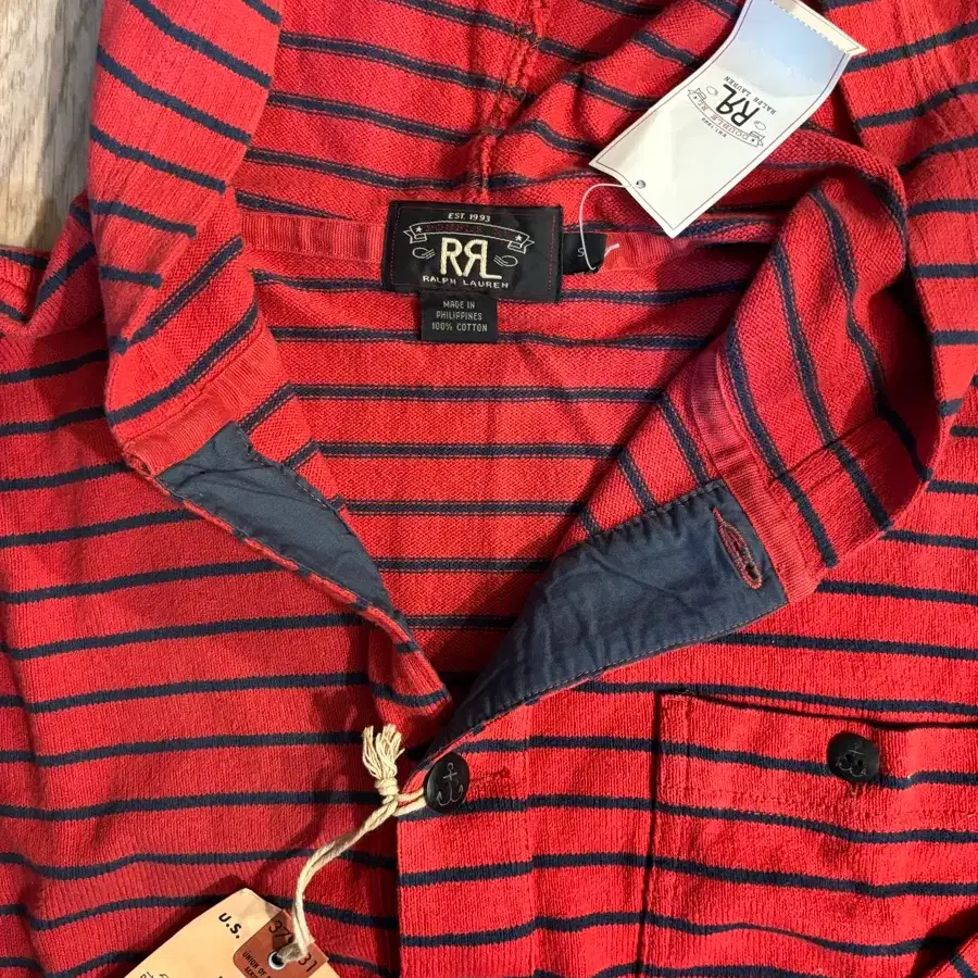 (새상품) RRL 스트라이프 후드티 S