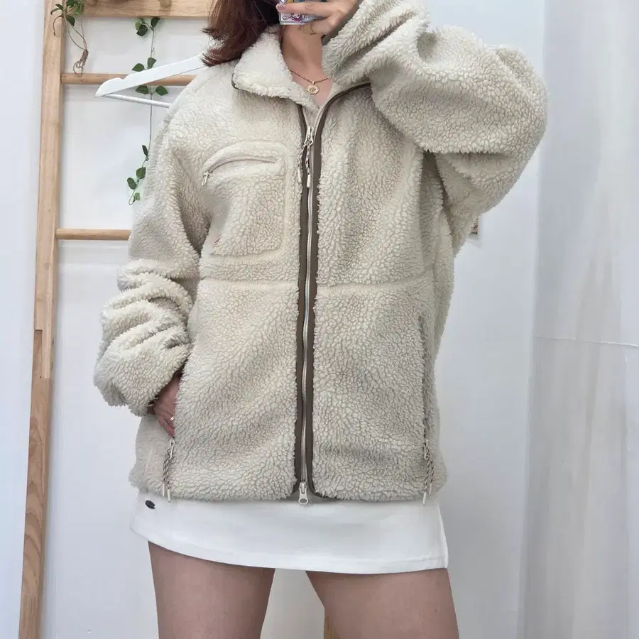 [S]코닥 에센셜 스탠넥 빅로고 덤블 플리스 자켓