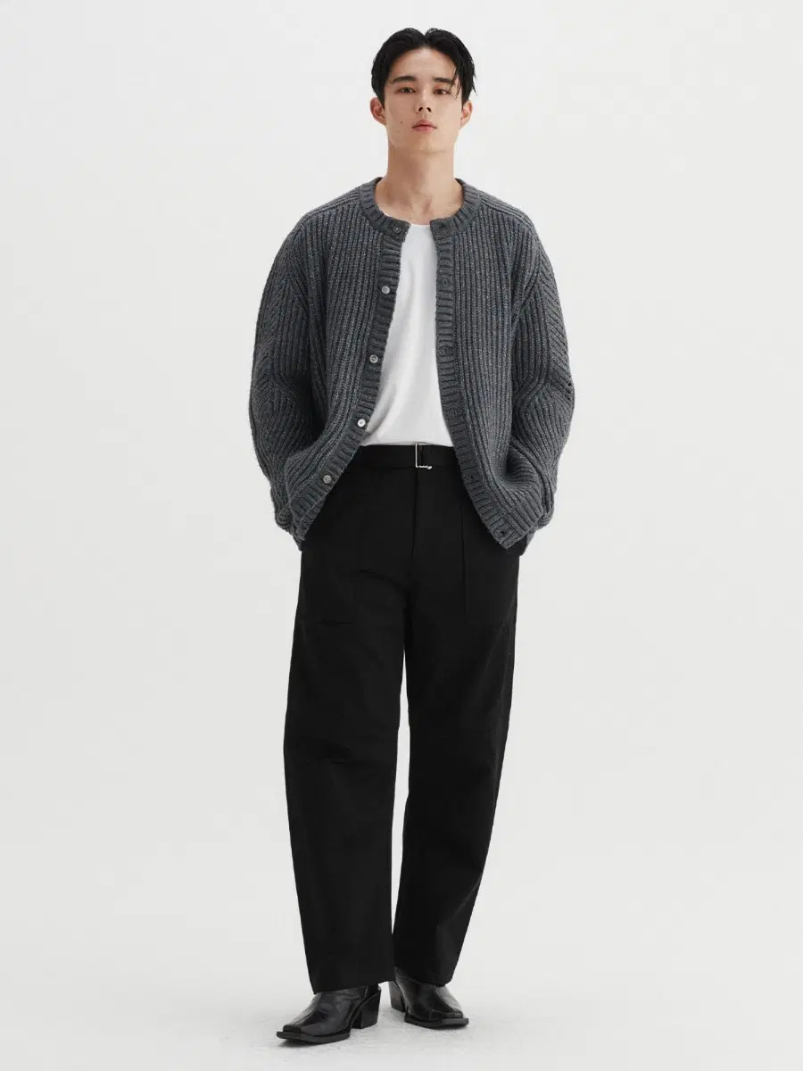 르마드 헤비 라운드 가디건 3 차콜