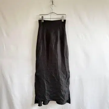 Louere 블랙 롱 스커트 헤링본 슬릿 M