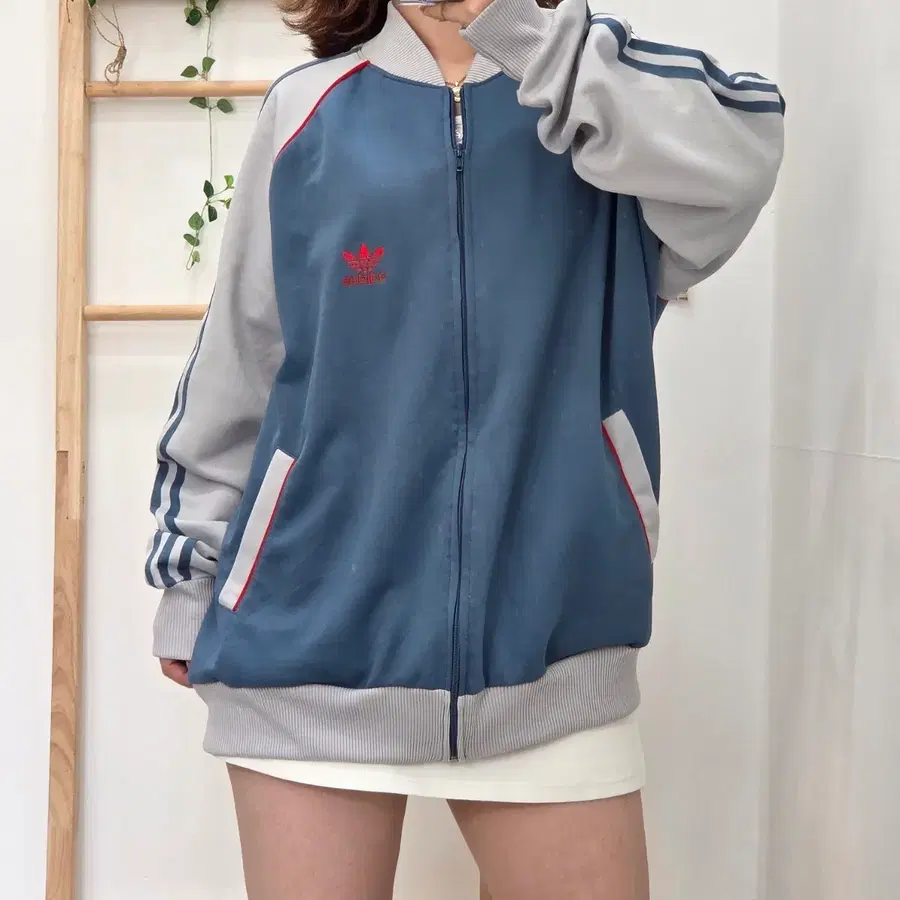 [XL]유일매물. 80s 빈티지 아디다스 대만제 트랙탑 져지 (블루/그레이)