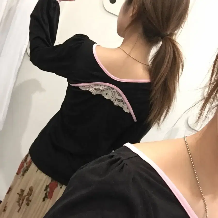 DearMyLove 양산형 지뢰계 히메갸루 레이스 롱슬리브