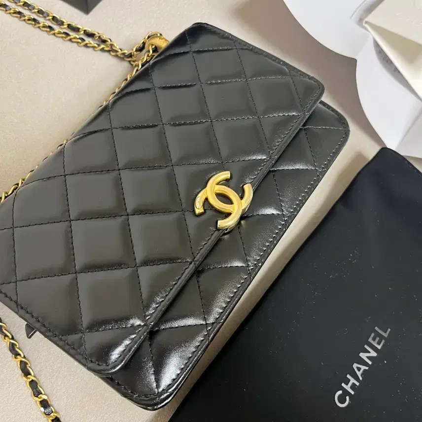샤넬 공방 컬렉션 체인조절 골든볼 골드볼 WOC 블랙 AP2289 (내장칩/카프스킨) 사진 2