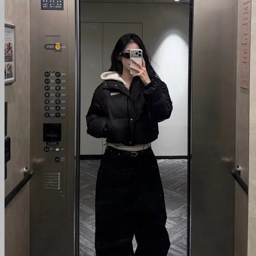 카키포인트 숏패딩 블랙 Stud Padded Jacket (black)