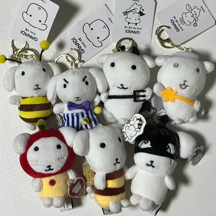 가나디 인형키링 모음 악마 천사 사과 꿀벌 복면 도둑 파자마 눈썹 강아지
