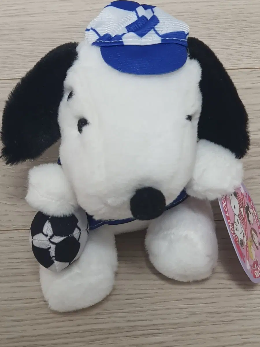 스누피 축구 인형 블루 모자