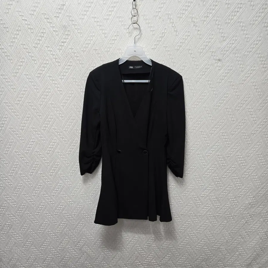 1093 자라 블랙 더블 블레이저 점프수트 M