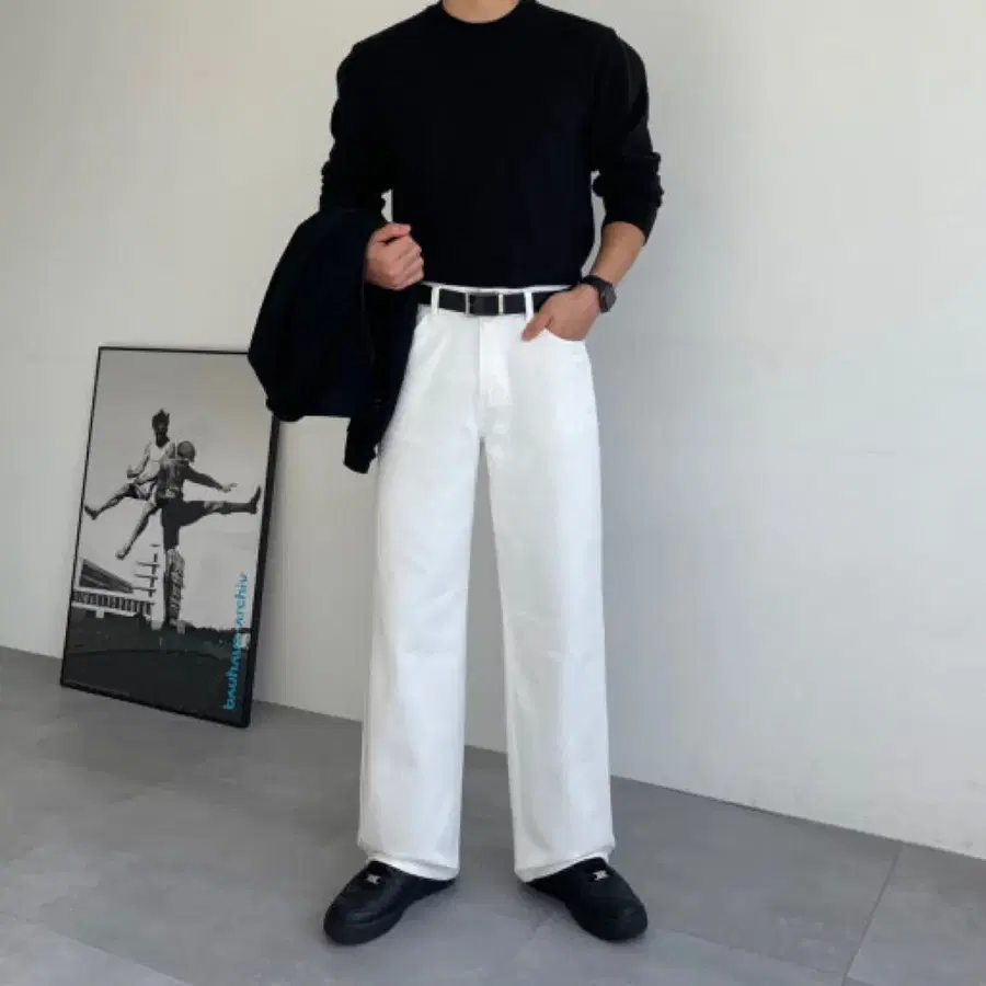 와이드 화이트 데님 팬츠 (1회 착용 / 6만원 구매)