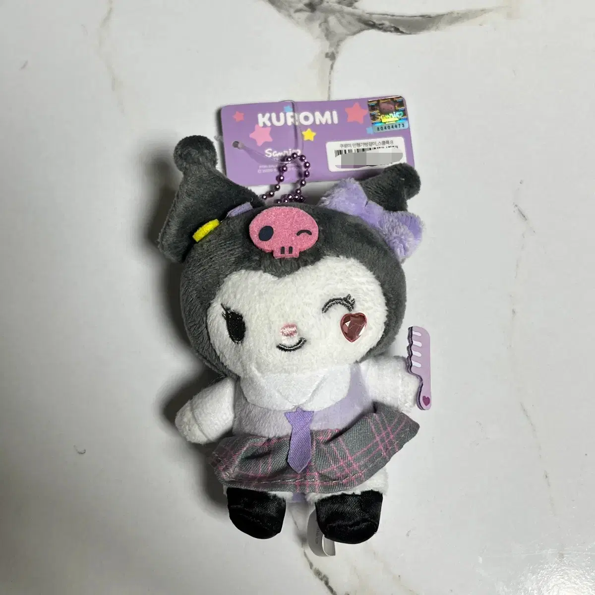 산리오 쿠로미 스쿨룩 인형 키링