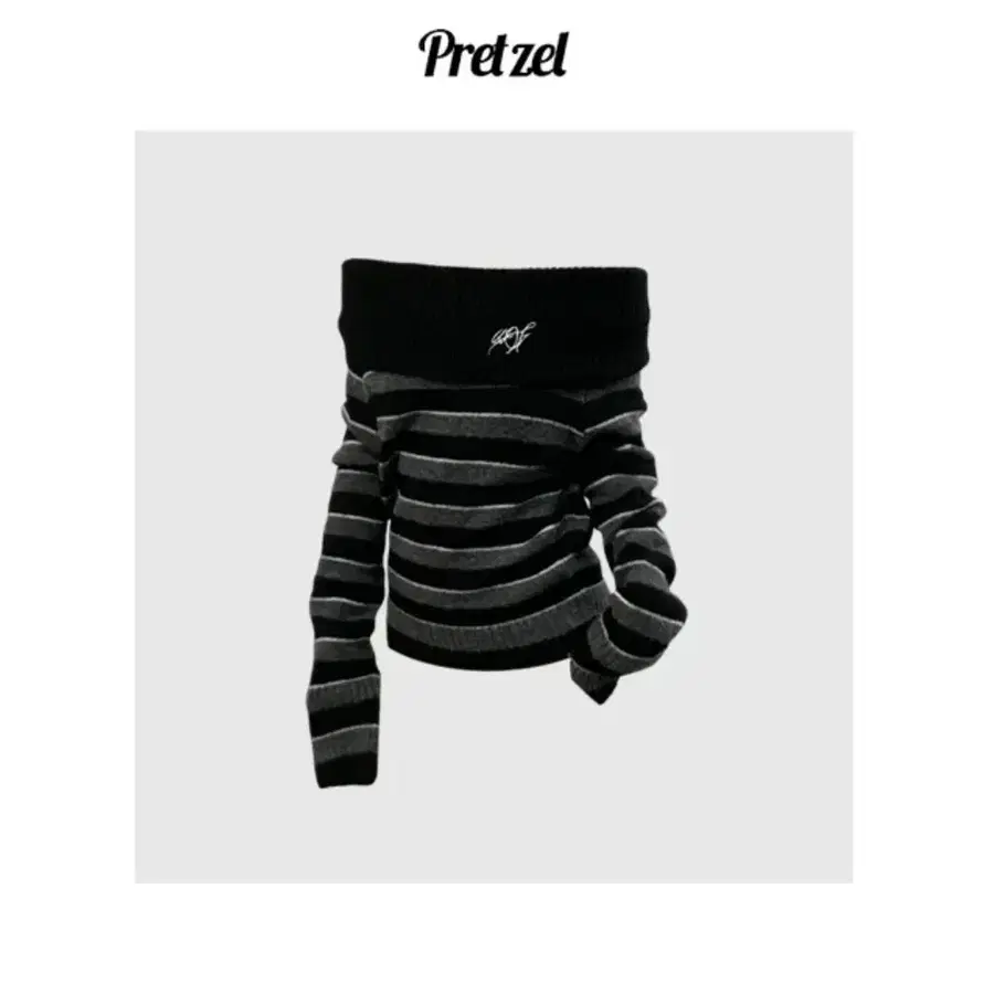 1회실착]프레첼 그레인 자수 스프라이트 오프 긴팔 니트