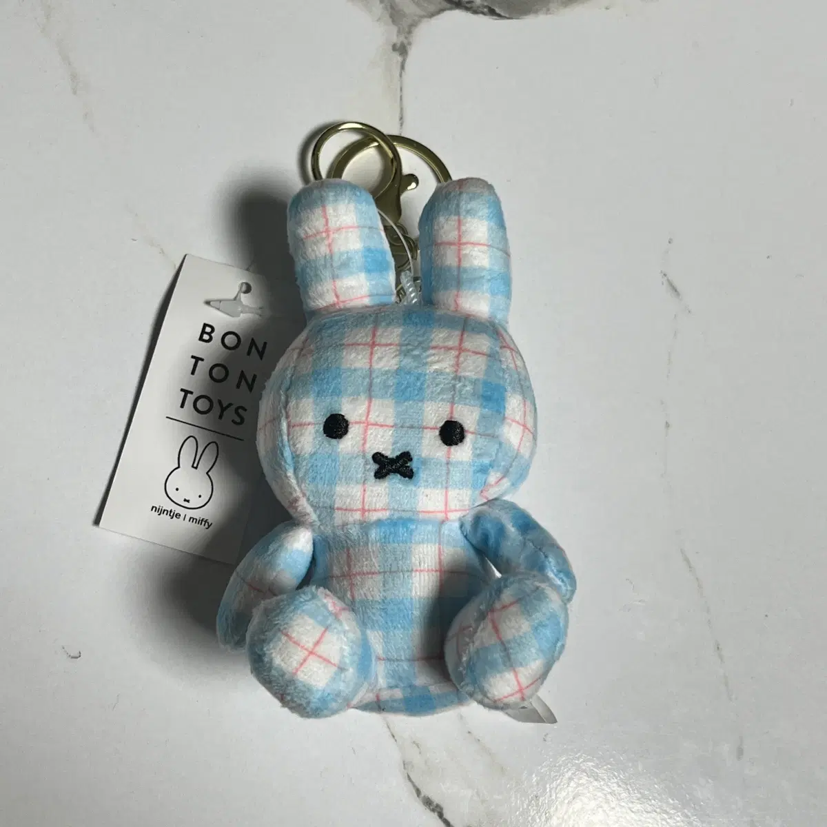 크림체크 미피 인형 키링