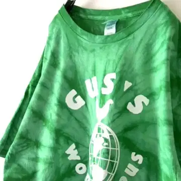 컬러톤 GUS'S 프라이드 치킨 타이 다이 그린 티셔츠 XL 구제 의류