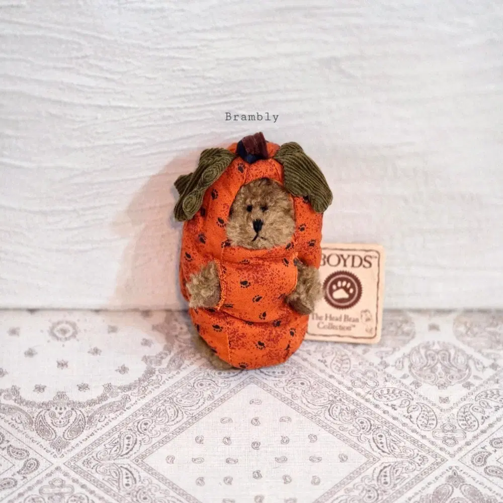 Boyds Bears 보이즈베어 쪼꼬미 할로윈 호박 펌킨 뽀글이 빈티지인형 테디베어 곰돌이 키링 오너먼트 장식 수집 소품