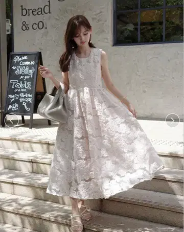 ORGUE 플라워 자수 원피스 beige