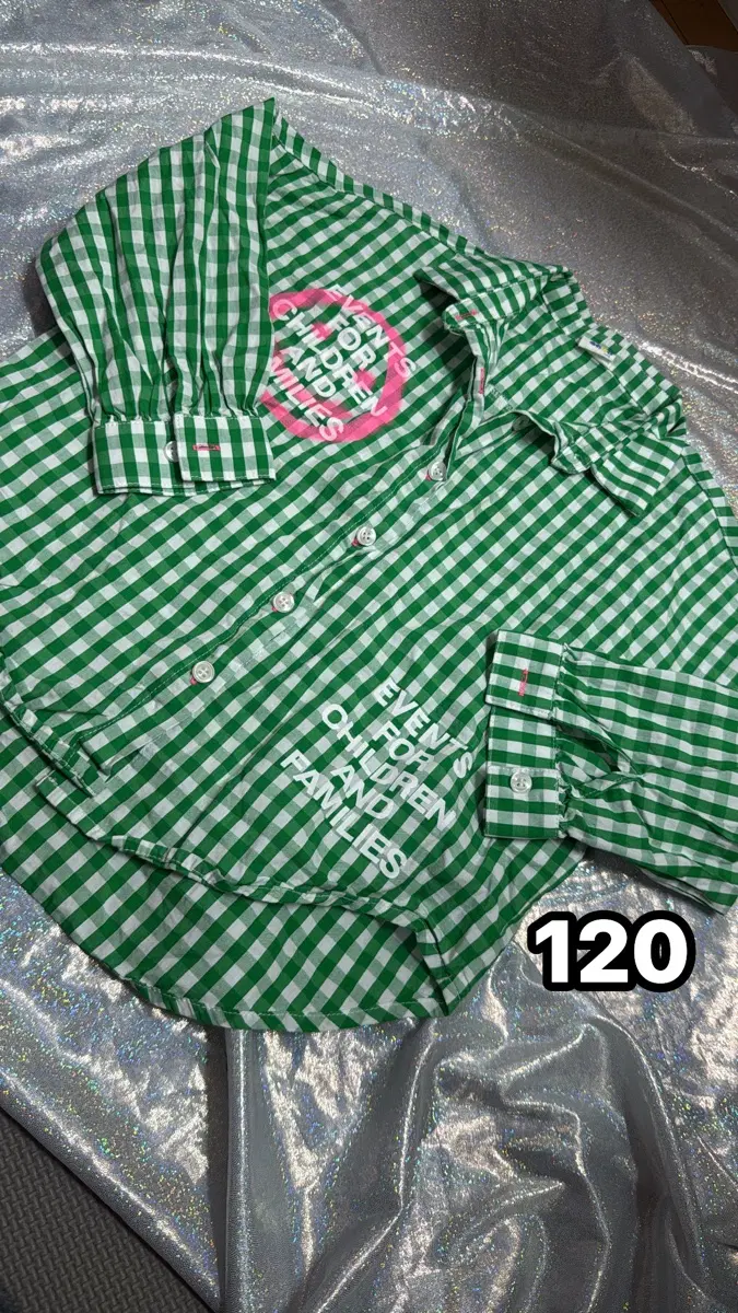 아기옷)그린 체크무늬 셔츠 120 사이즈