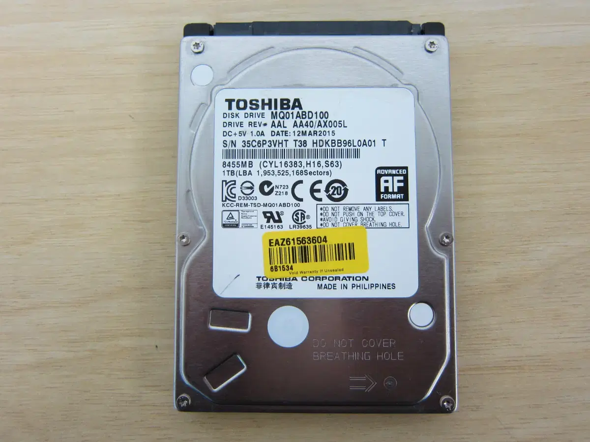 도시바 MQ01ABD SATA2/5400/8M/노트북용 (1TB, MQ01ABD100)