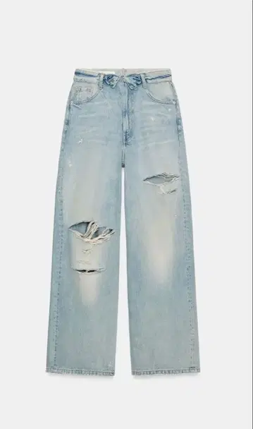 ZARA TRF 미드 라이즈 롤업 데님 팬츠 라이트 블루 42